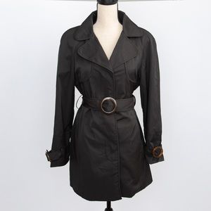 Black trench coat belted single breasted Hillary Radley S